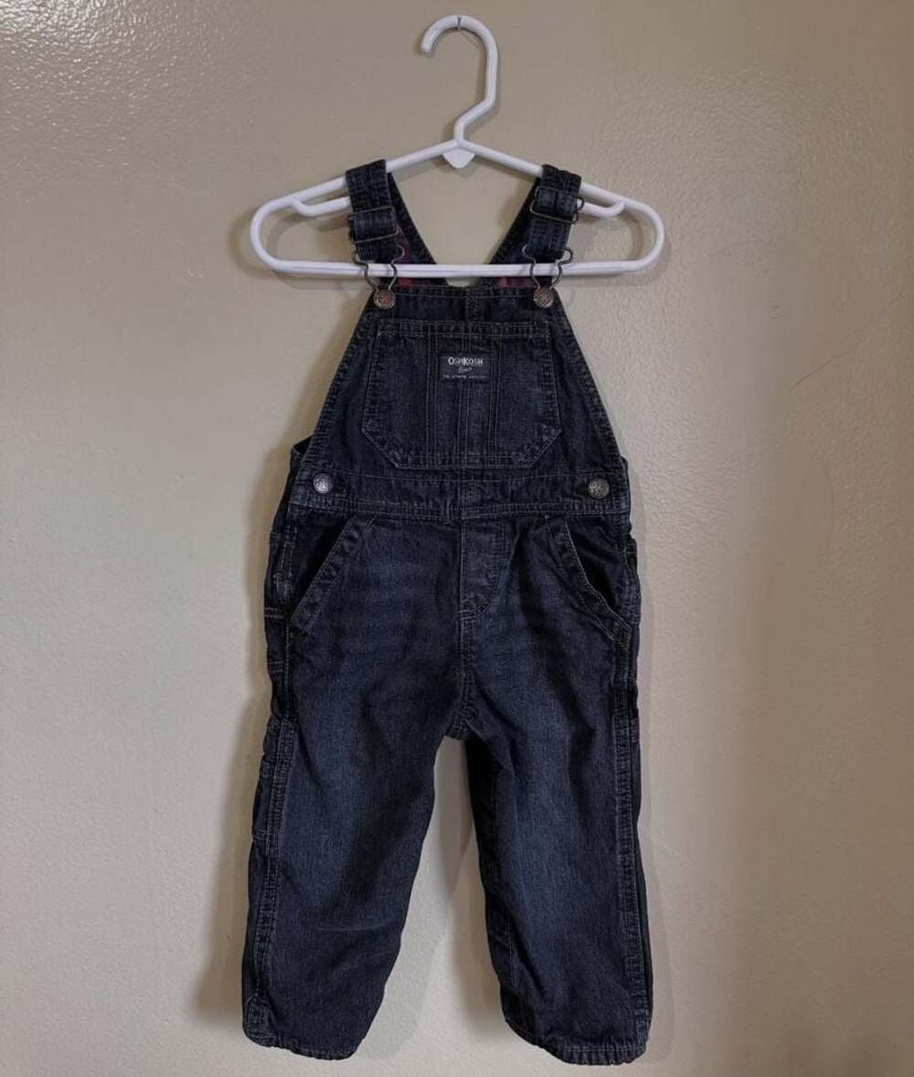 OshKosh B'gosh Flannel-Lined Denim Overalls, Size 18M